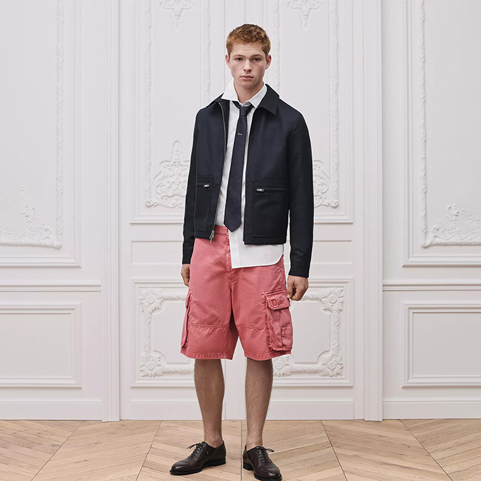 dior navy wool‑blend zip‑up point collar jacket